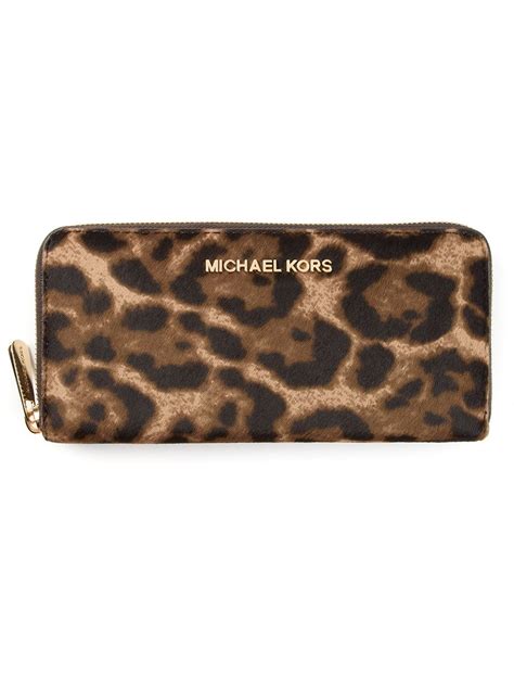 michael kors black leopard wallet|Michael Kors black zipper wallet.